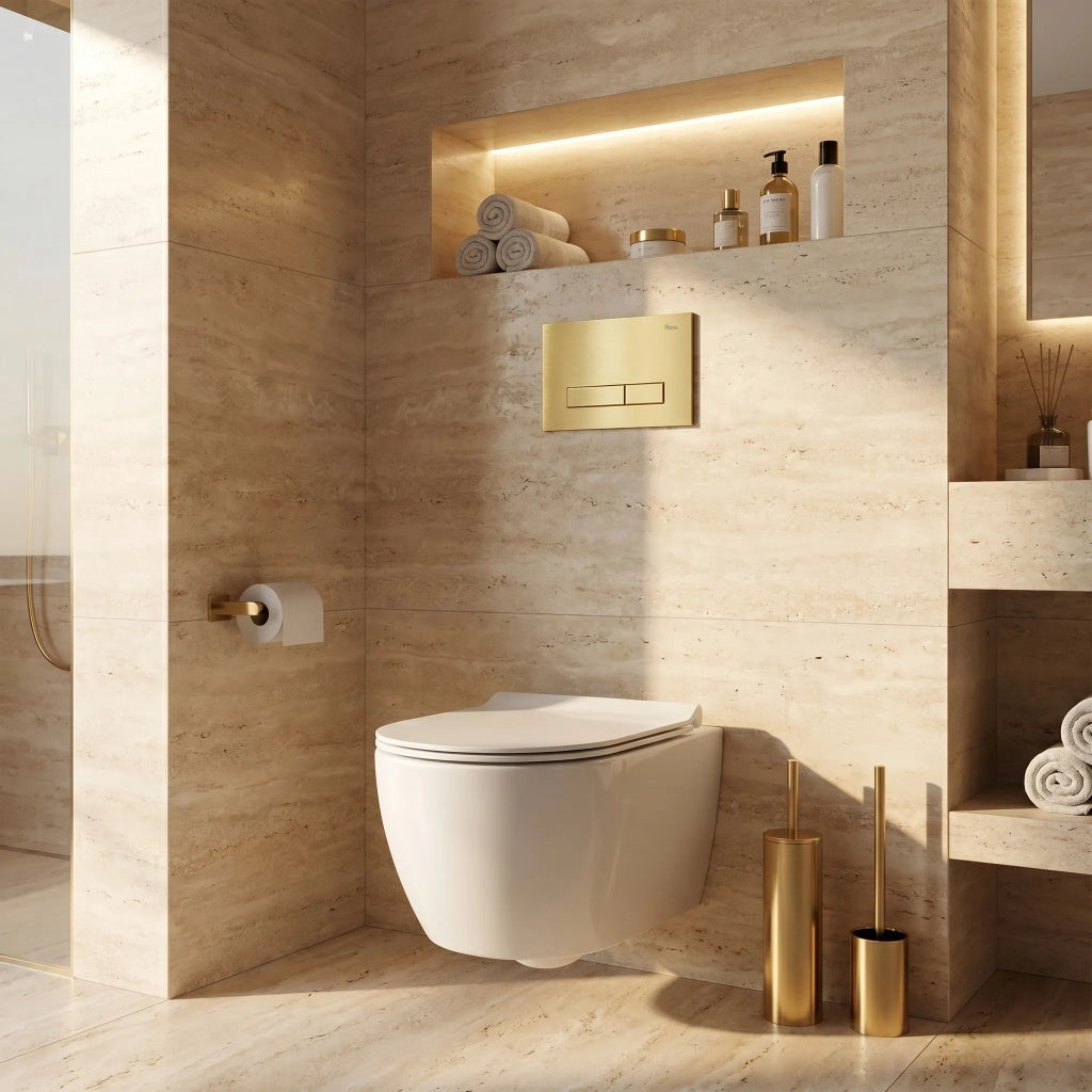 Set Telaio Da Incasso Per Wc Slim 024n Con Pulsante Hd Gold