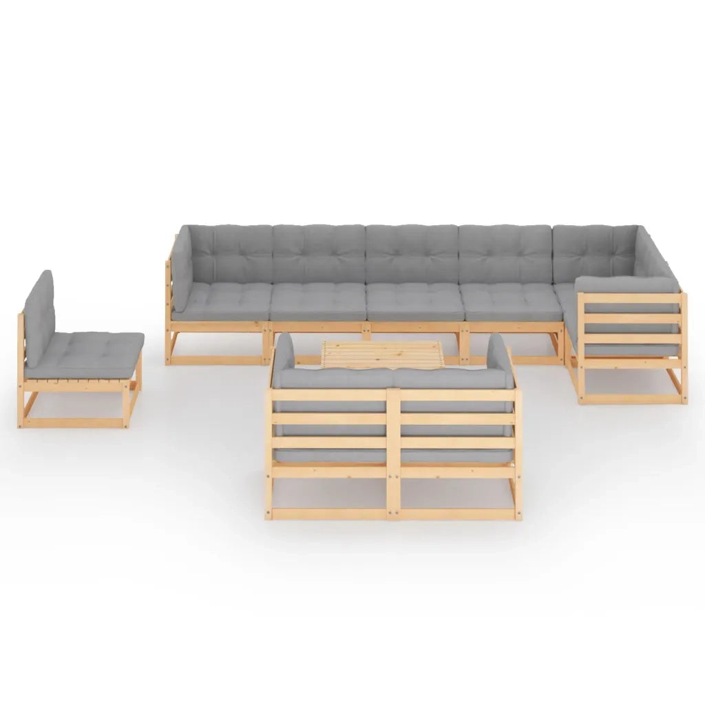 Set Divani da Giardino 10 pz con Cuscini Legno Massello di Pino cod mxl 38003