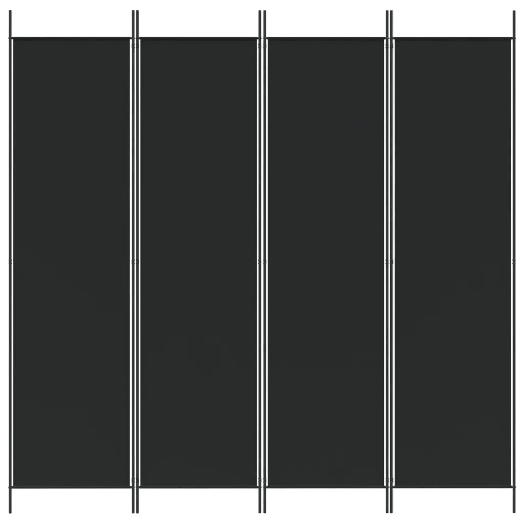 Divisorio a 4 Pannelli Nero 200x200 cm in Tessuto 350185