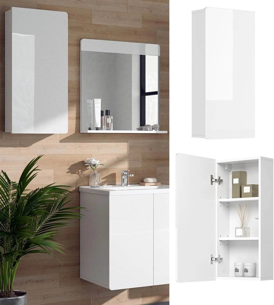 Mobile bagno Izan, Bianco, 36.6 x 76.6 cm, a parete, combinabile con altri mobili da bagno Izan