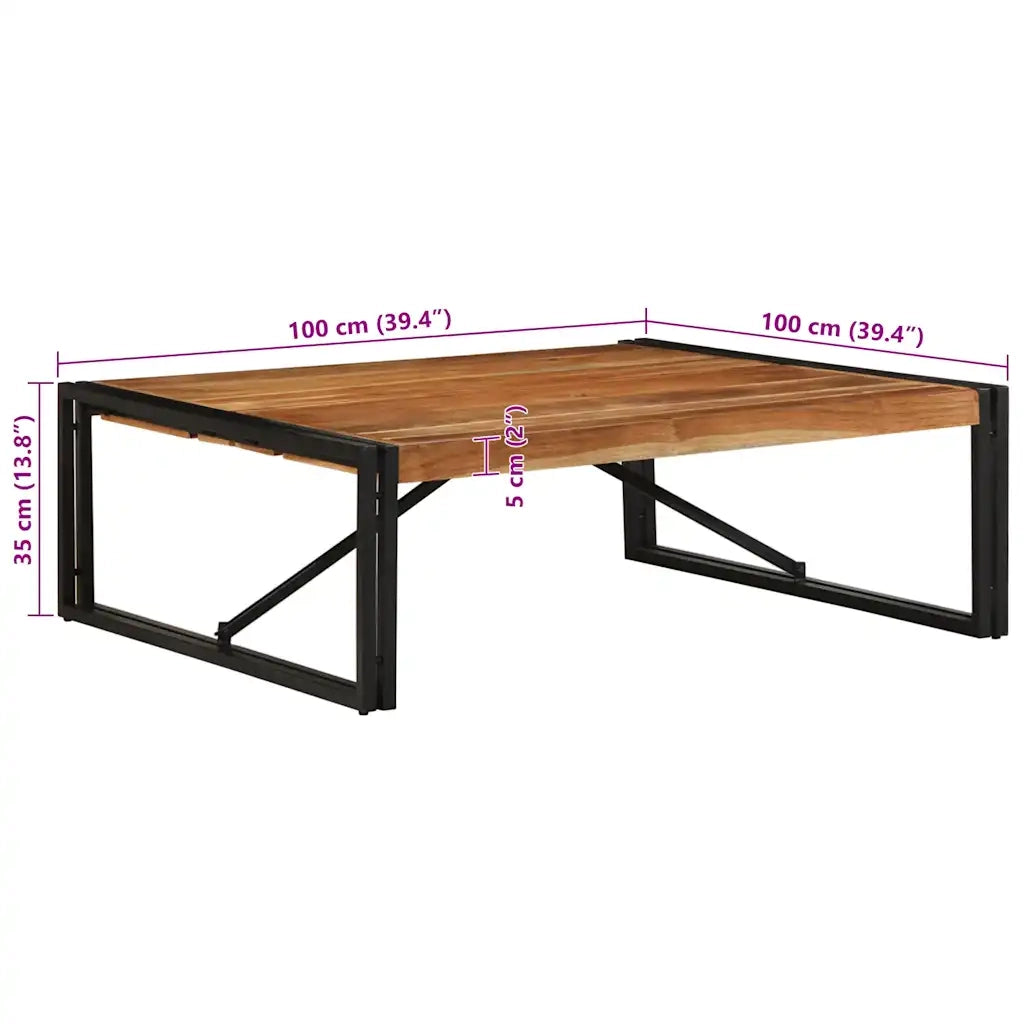 Tavolino Salotto 100x100x35 cm Legno Massello di Acacia