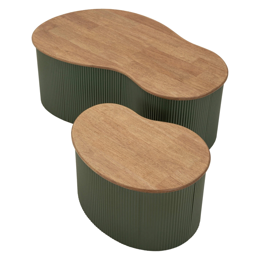 Kashan, Tavolino da Salotto set da 2, 37x58x92h cm Marrone Rovere
