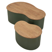 Kashan, Tavolino da Salotto set da 2, 37x58x92h cm Marrone Rovere