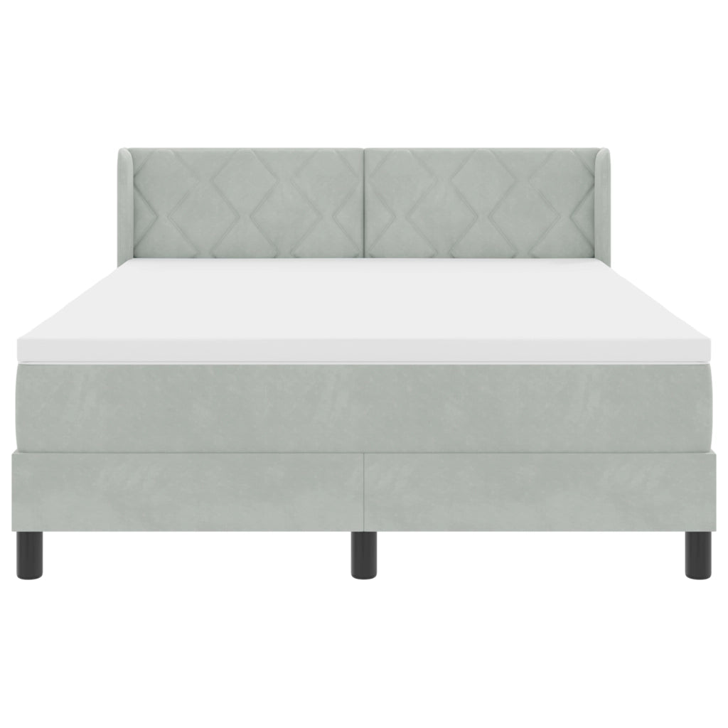 Letto con Rete a Molle e Materasso Grigio Chiaro 140x200 cm Velluto