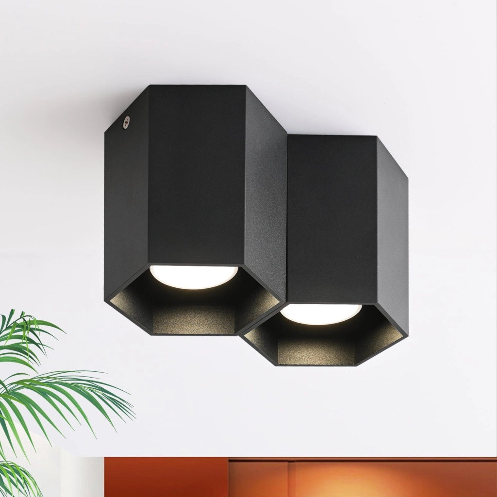ZMH Faretto da soffitto neri 2 luci GU10 da incasso per caffè cucine ristoranti senza lampadina