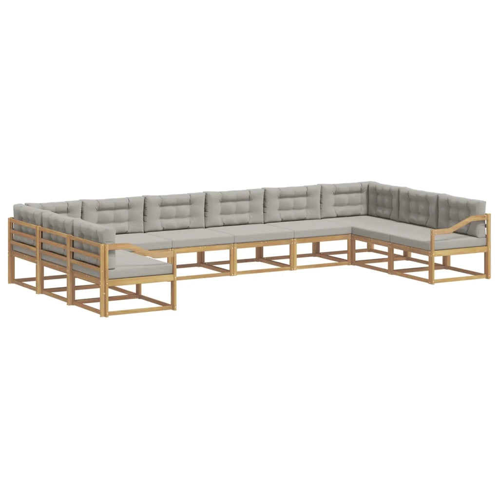 Set di divani da esterno 10 pcs Bianco e Grigio Chiaro