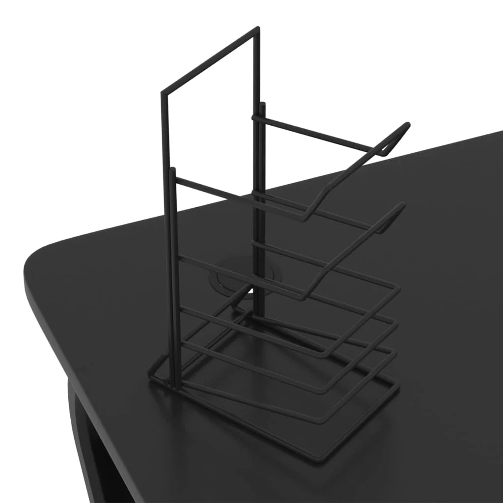 Scrivania tavolo postazione di lavoro mobile per computer studio per computer scrivania da gioco con gambe a forma di ZZ 90 x 60 x 75 cm nero 02_0023774