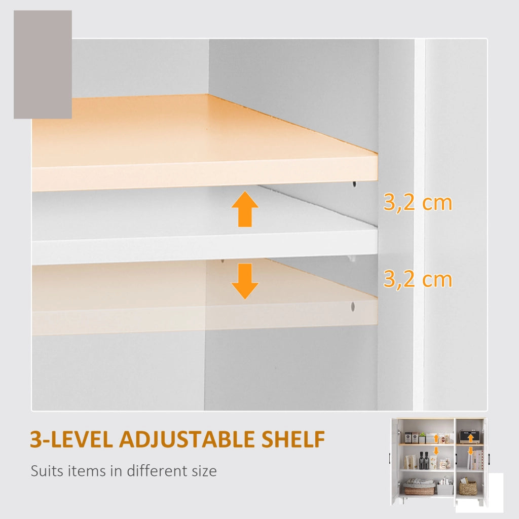 Credenza Cucina in Legno a 3 Ante. Ripiani Regolabili. Stile Minimalista Nordico. 90x30x90cm. Bianco