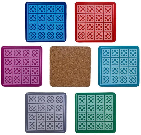 Set di 6 sottopanchine, design premium per bicchieri, tazze o candele sul vostro tavolo con piede in gomma, quadrato, 10 cm, Edizione