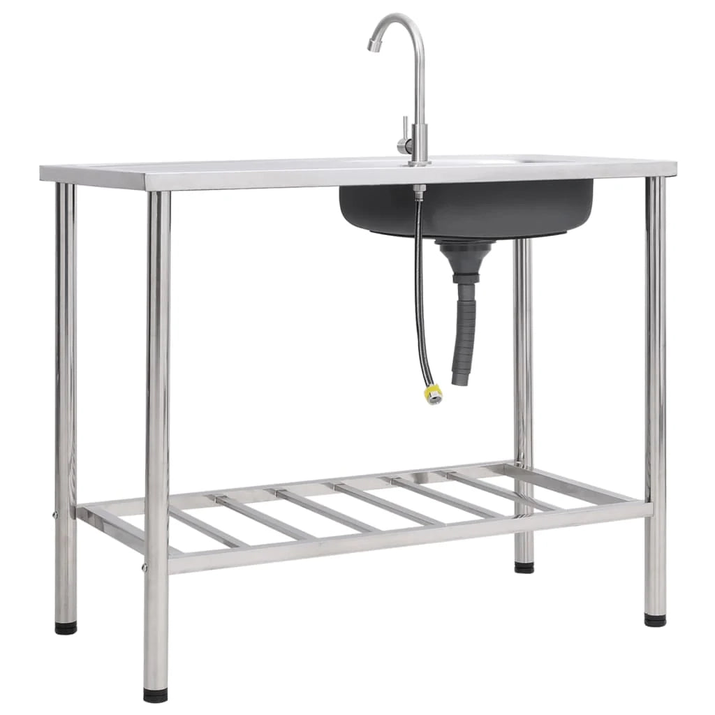 Lavello da campeggio lavabo singolo con rubinetto acciaio inox 02_0002439