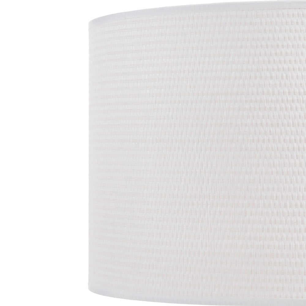 Lampada a sospensione in metallo con paralume a tamburo in tessuto stile bianco e beige Stile moderno di metà secolo