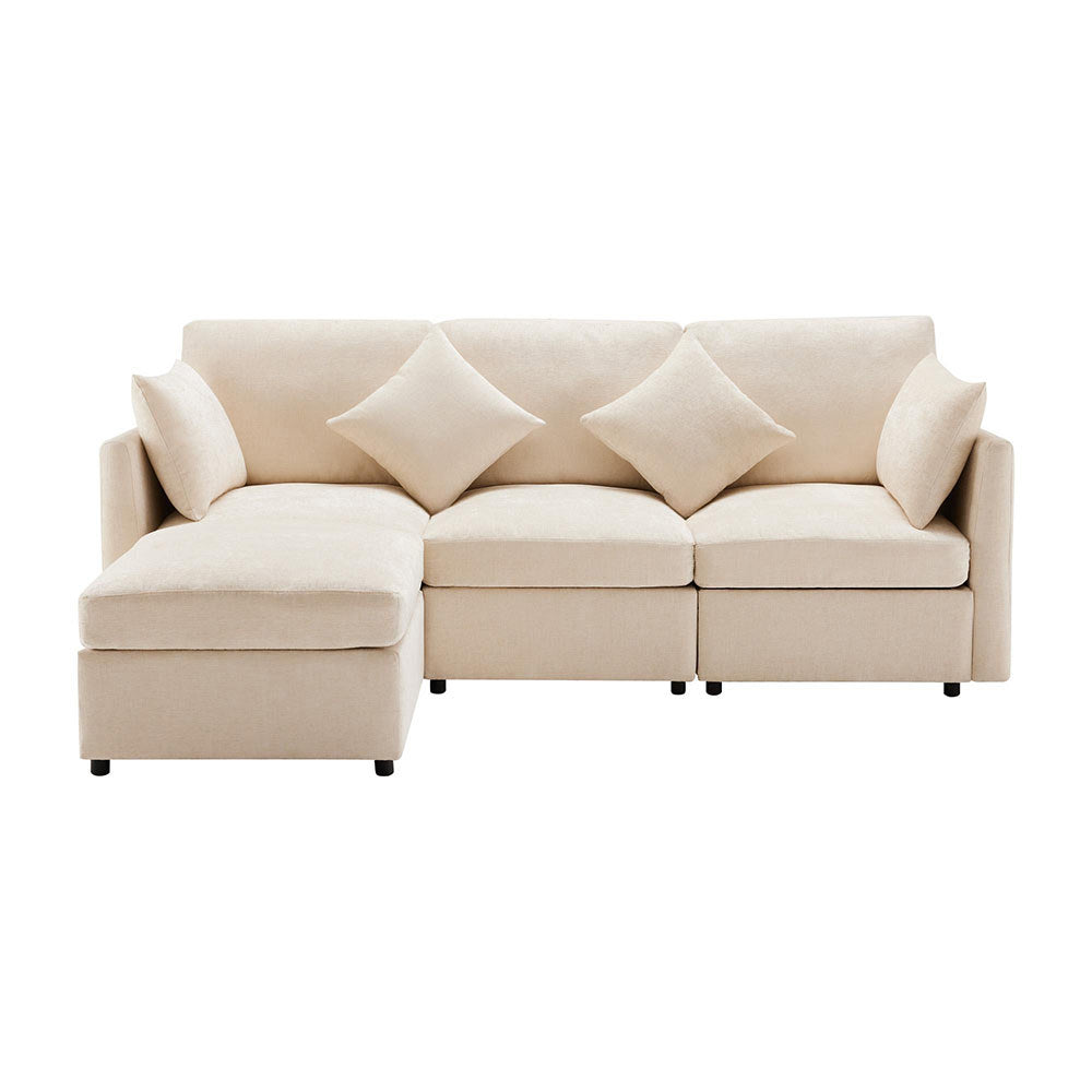 Divano angolare - Xylo - 3/4 posti L chenille con poggiapiedi