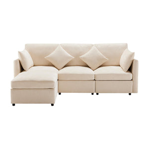 Divano angolare - Xylo - 3/4 posti L chenille con poggiapiedi