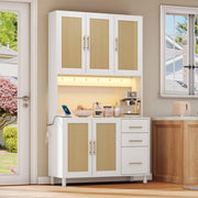 Credenza cucina LED in MDF 100x40x183 cm bianco con 3 cassetti; prese e USB