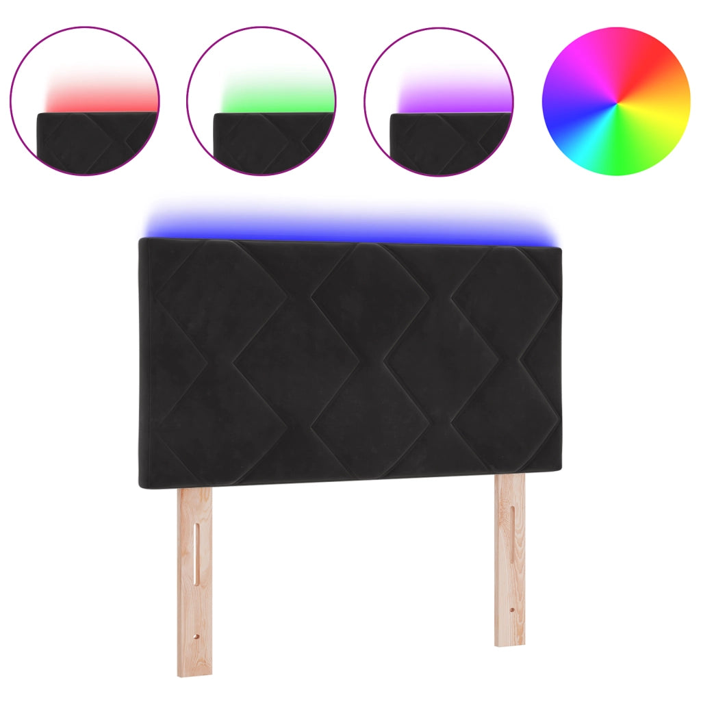 Testiera LED Nera Set di 2 Nera Tessuto e legno 80 cm Moderna