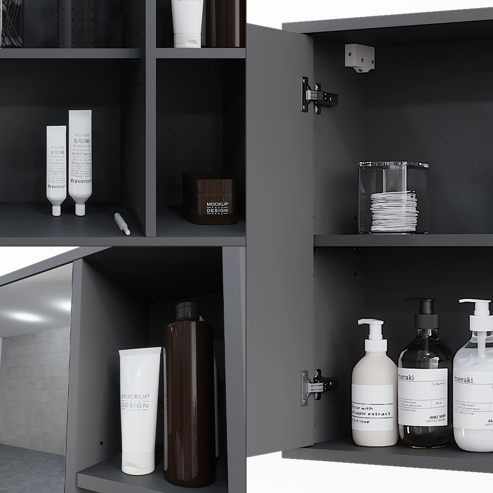 Vicco Mobile a specchio per il bagno Antracite 80 x 60 cm