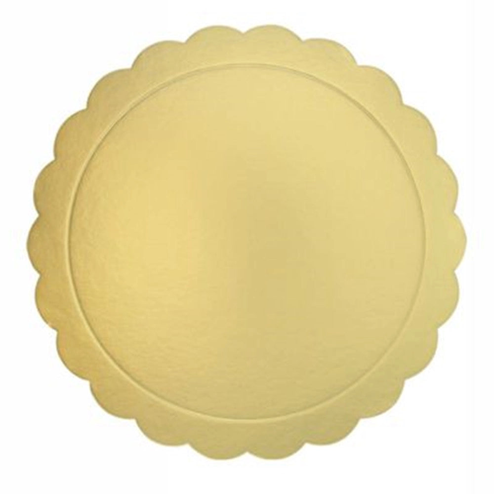 Trade Shop - Set 2 Pz Base Per Torta Rotonda Piatto Sottotorta Dorato 34 Cm Con Bordino 31166 -