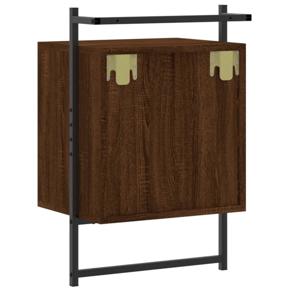 Comodino a Muro-Tavolino da notte sospeso Rovere Marrone 40x30x61 cm Legno Multistrato