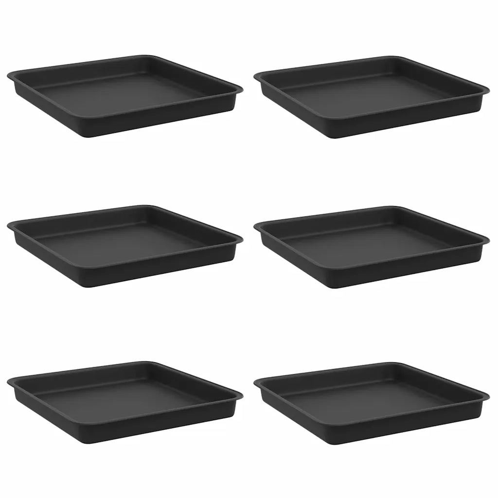Vassoio Quadrato per Fiori 6 pcs Nero 18 x 18 x 2 cm Plastica 42020362