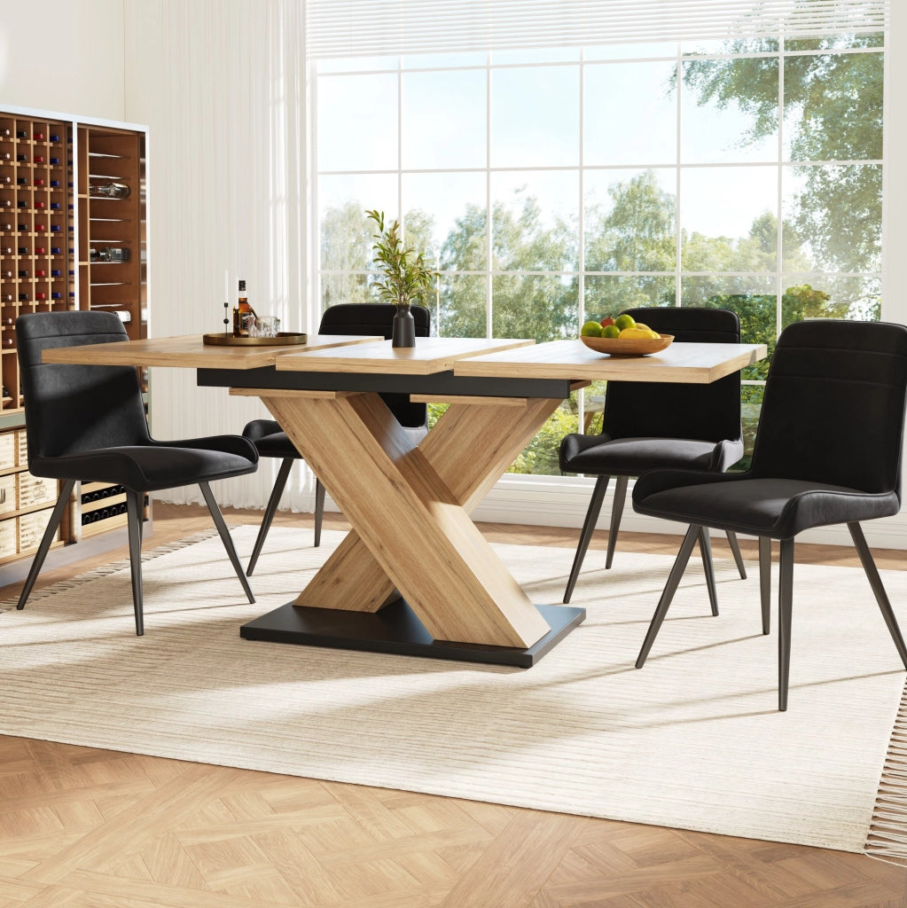Tavolo allungabile 119x80x75 cm; piano estensibile per 6-8 persone; MDF; colore naturale