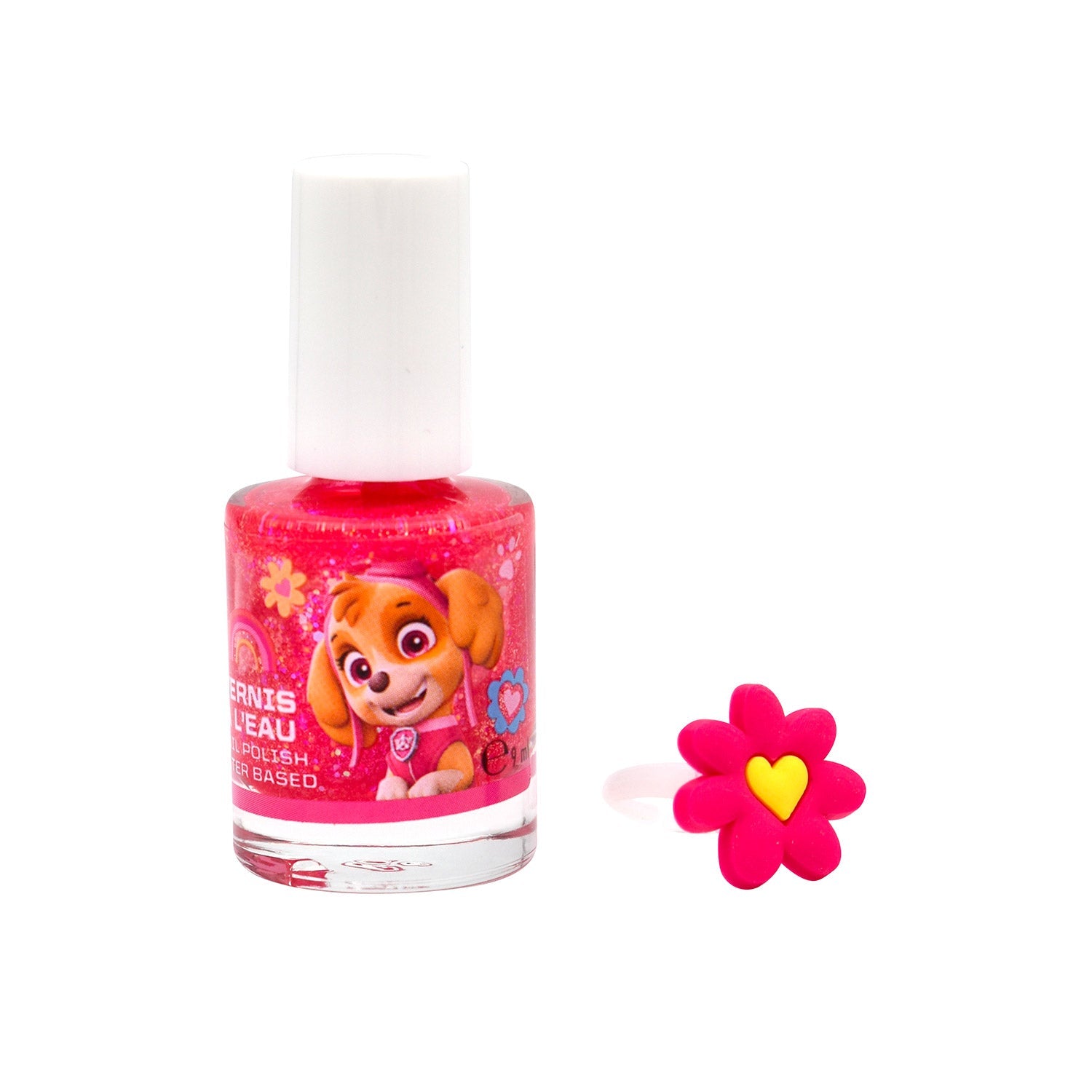 Set 18 Smalti con Anello per Bambini a Base Acqua 9ml Paw Patrol Rosa