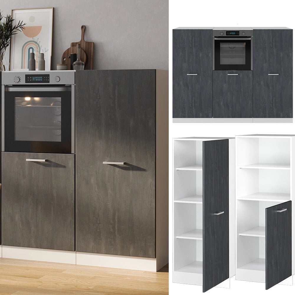 Cucine componibili piccole R-Line Calce nera/Bianco 180 cm Senza piano di lavoro Vicco