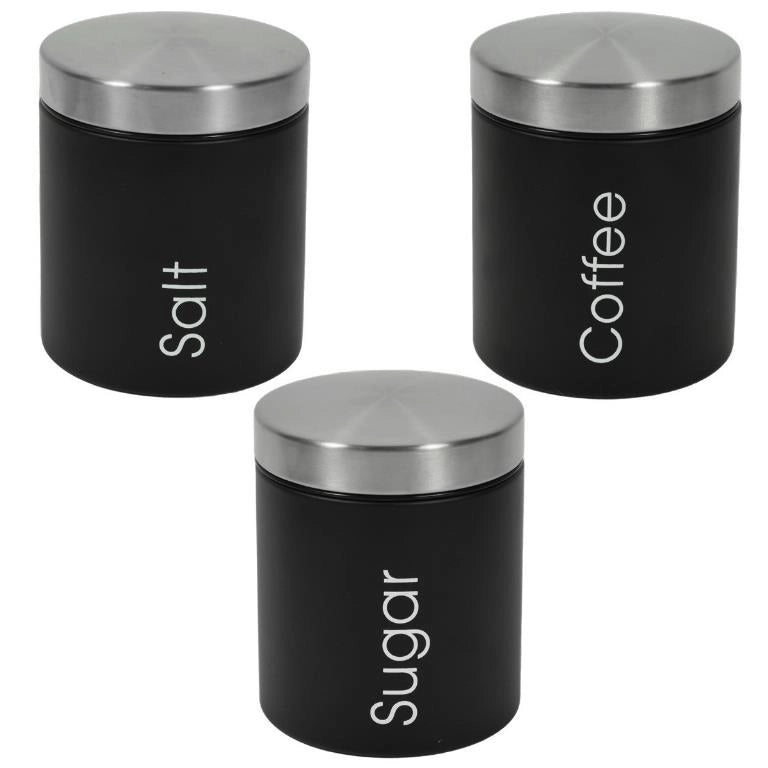 1 Pezzo Barattolo da Cucina Sale Zucchero o Caffè Jolly Nero 10 x 12 cm 3 Modelli