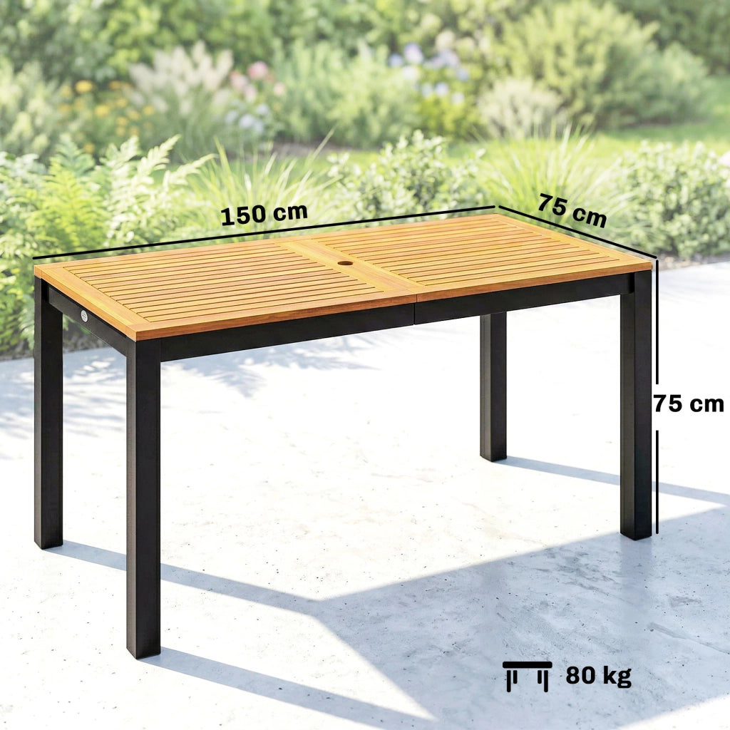 Tavolo da pranzo per giardino in legno per 6 persone ¨C zephmum ¨C naturale 150x75x75