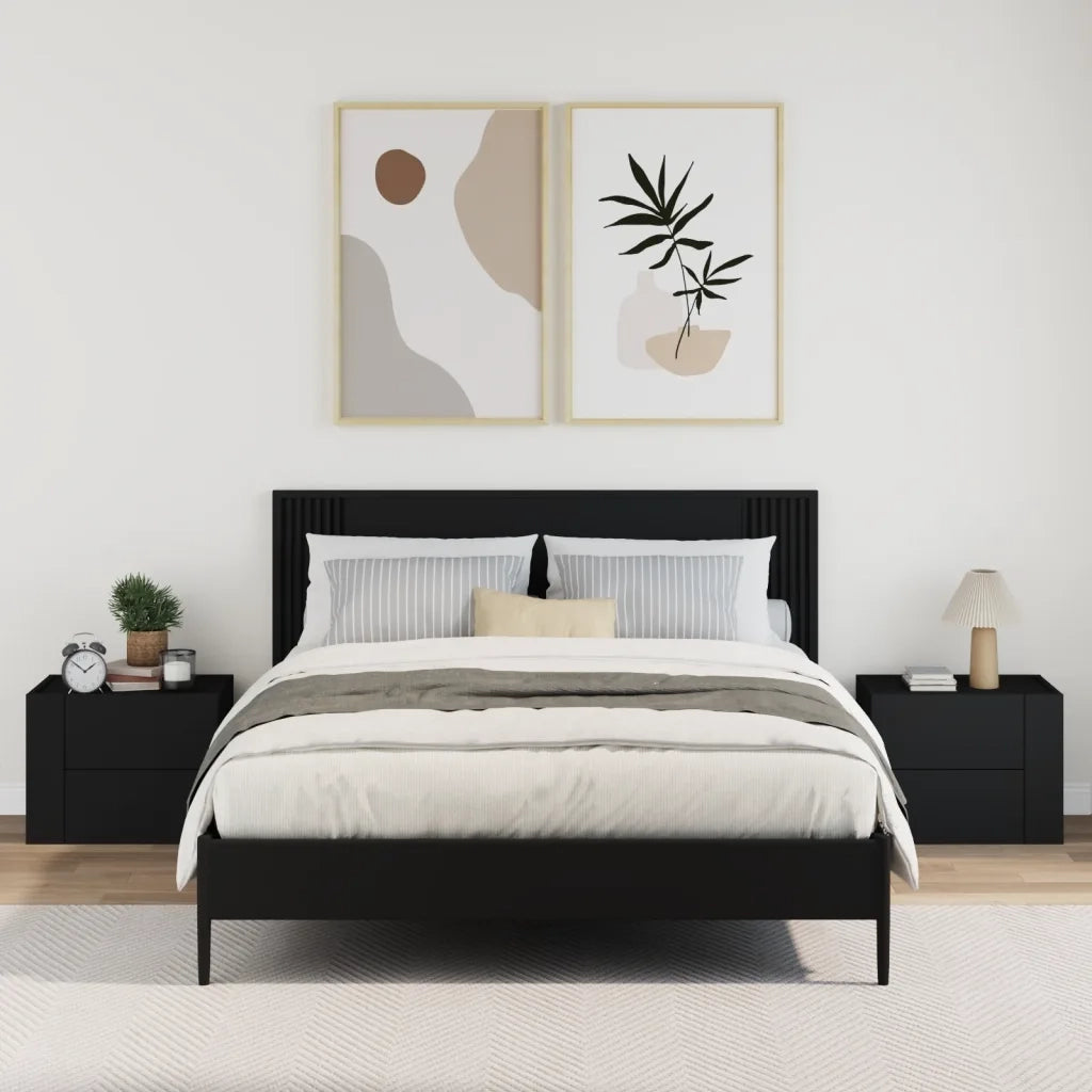 Comodini a Muro 2 pz-Set di 2 Tavolino da notte Nero 45x30x35 cm 241697