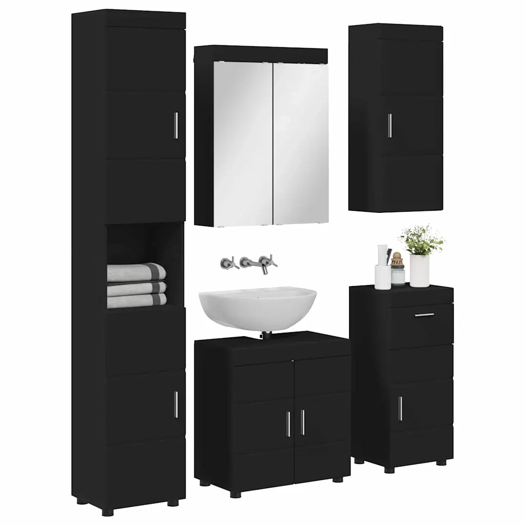 Set di mobili per il bagno TULUM Nero Legno multistrato 3398055
