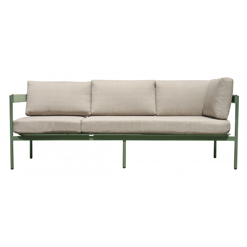 Salotto Angolare Torvaianica In Alluminio Verde- Divano Convertibile In Lettino - Due Pillow Verdi E Uno A Righe Moia