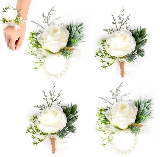 Boutonniere da 4 pezzi - Fiori artificiali - Accessori per fidanzato - Fiore per petto - Accessori per fidanzato - Accessori per matrimonio