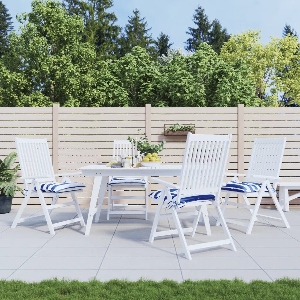 Cuscini per Sedia 4 pz | Cuscini per sedie Bianco e Blu 50x50x7 cm Tessuto Oxford