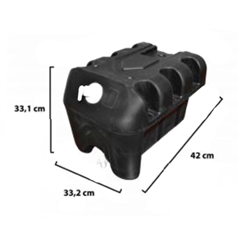 Serbatoio per acqua 30L con rubinetto e dosatore di sapone da 250 ml, in plastica nera, dimensioni 332x420x331 mm