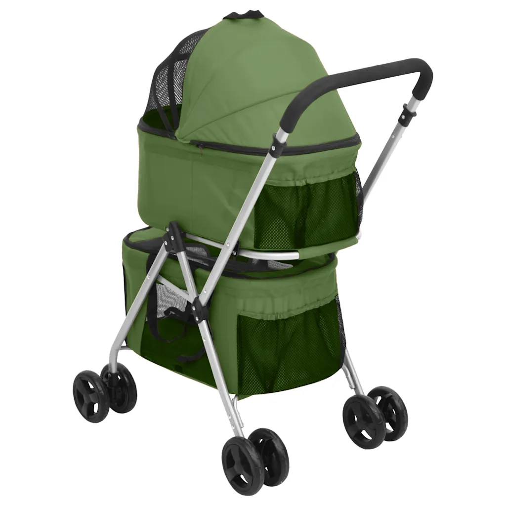 Passeggino Cani Pieghevole 2 Livelli Verde 83x48x97cm Tessuto 172207