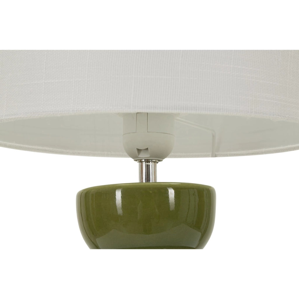 Lampada da tavolo TORR in ceramica verde oliva e tessuto