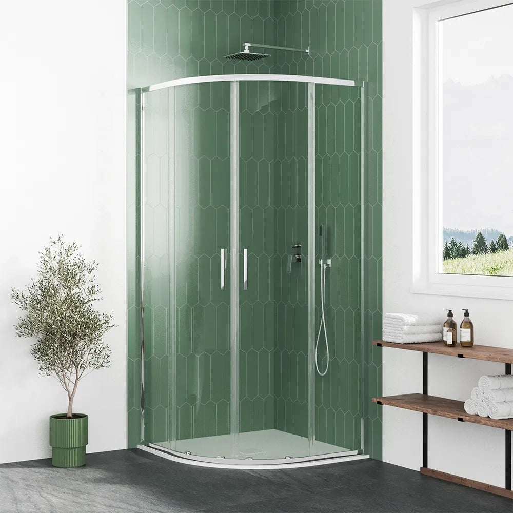 Box doccia semicircolare 90x90cm profili cromati slim vetro 6mm trasparente h190 | Portofino