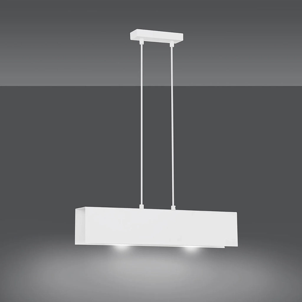Lampadario Moderno 2 Luci Hachiman In Acciaio Bianco