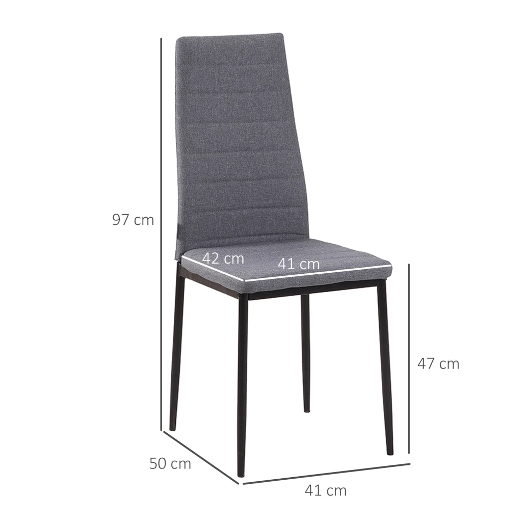 Set 4 Sedie Imbottite per Soggiorno o Sala da Pranzo, Sedie da Cucina Moderne, in Metallo e Tessuto Grigio