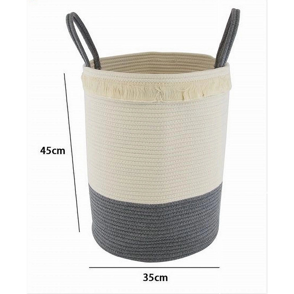 Trade Shop - Cesto Porta Biancheria Sporca Corda Intrecciata Borsa Con Manici 35x45 Cm 10654 -