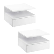 Set 2 Comodini da Parete ¨C Xylo ¨C Cassetto Scorrevole Bianco con Nicchia
