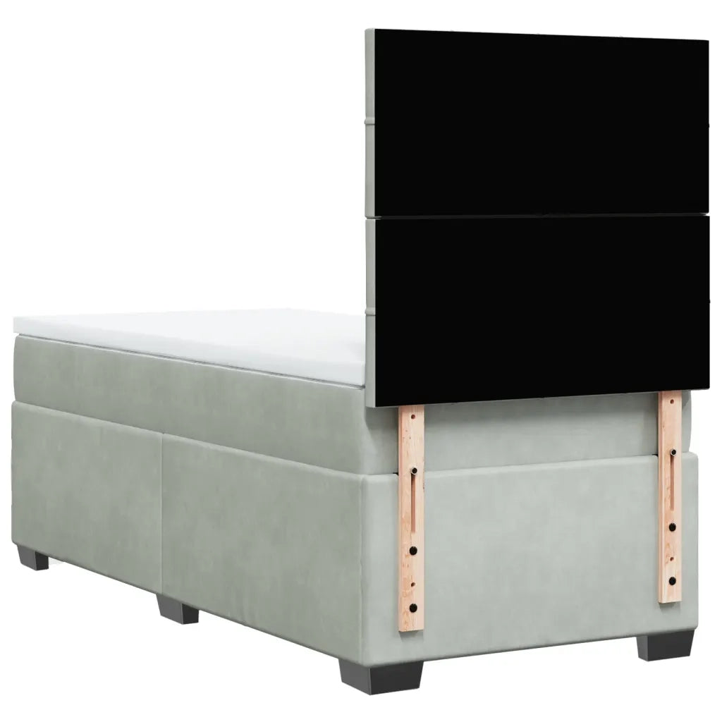 Giroletto a Molle con Materasso Grigio Chiaro 80x200 cm Velluto 3290762