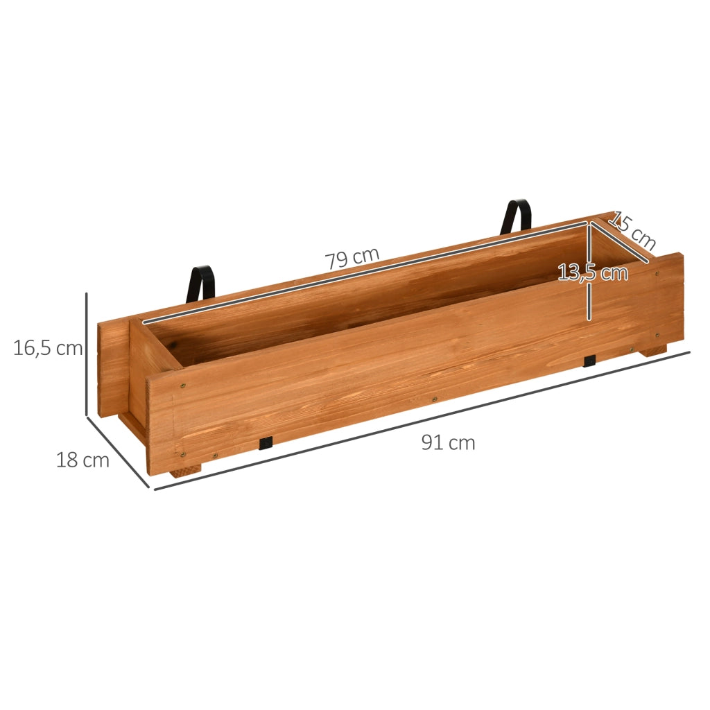 Fioriera rettangolare in legno per orto ¨C zephmum ¨C 91x18x16.5 cm marrone