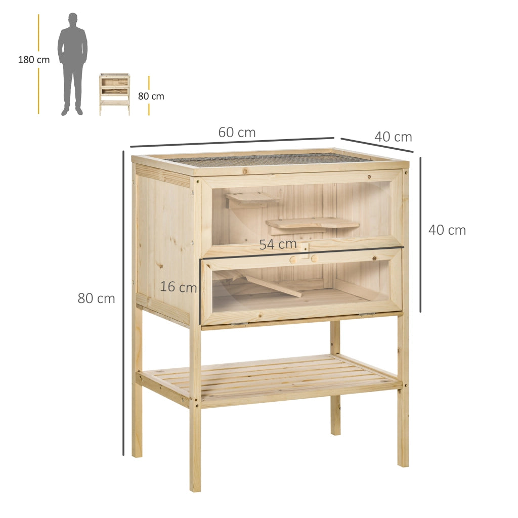 Casetta per Criceti e Topi con 5 Piattaforme ¨C zephmum ¨C Legno Naturale 60x40x80 cm