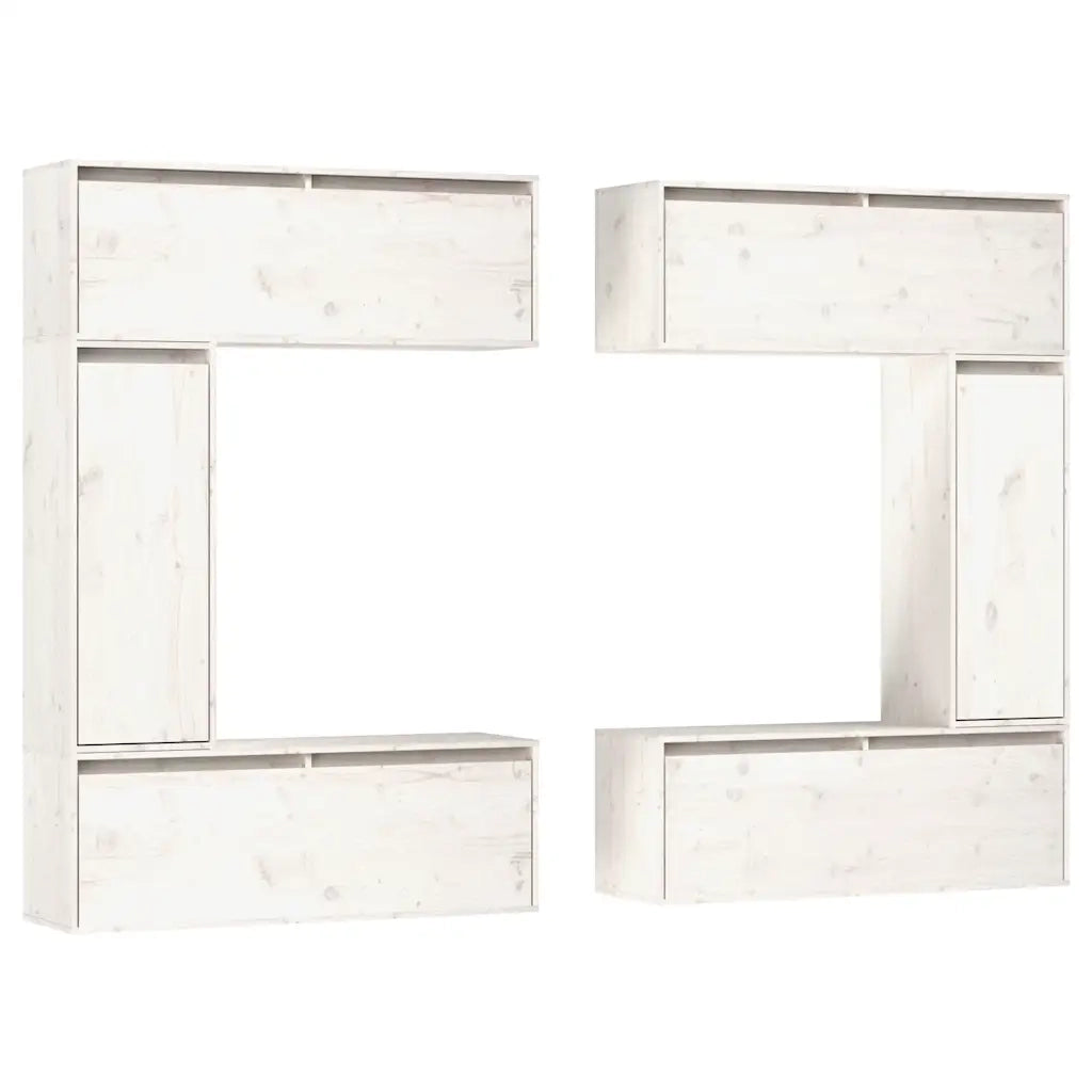 Mobili Porta TV 6 pz Bianchi in Legno Massello di Pino 3100200