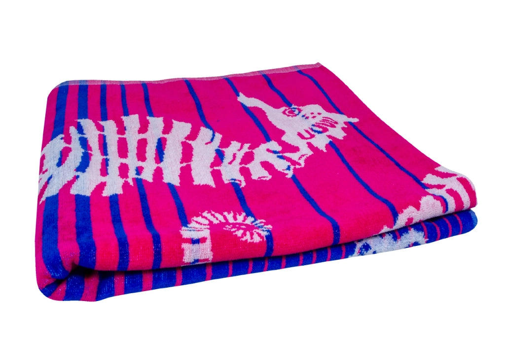 Telo Mare Jacquard Spugna Asciugamano Spiaggia Disegno Love Sea Horse - Telo Mare - Fucsia