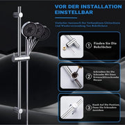 Douchestang in acciaio inossidabile con mano doccia - 3 getti - 70 cm - cromato