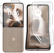 Pantografo di protezione, pellicola di protezione in vetro + pellicola TPU morbida, compatibile con Motorola Razr 60 Ultra 5G, 2 + 2 pezzi, HD chiaro, inespugnabile, resistente ai graffi, pellicola di protezione per display Motorola