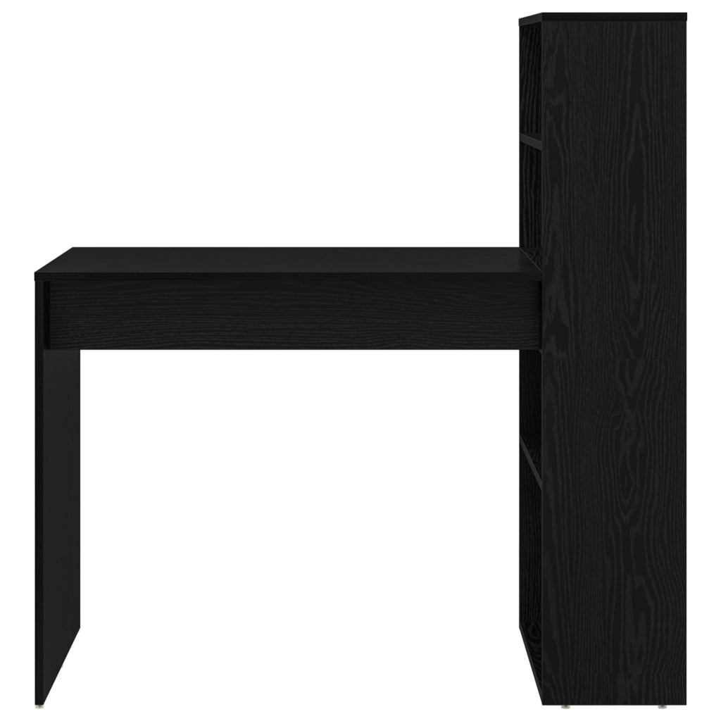 Scrivania con Stoccaggio Rovere Nero 113x54x120 cm Legno Ingegnerizzato