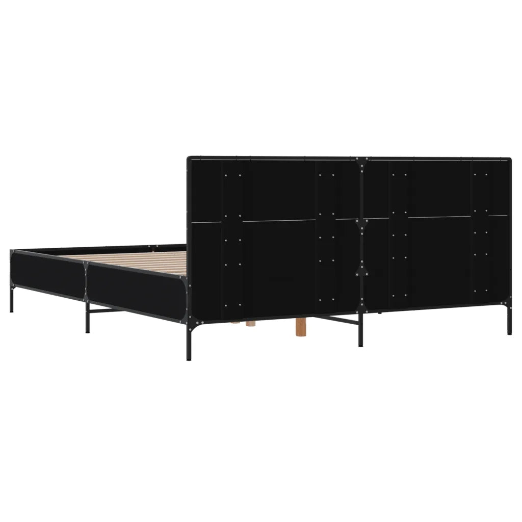 Giroletto Nero 140x190 cm in Legno Multistrato e Metallo 3280032